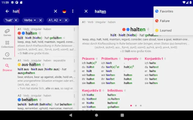 Verbs German Dictionary android App screenshot 1